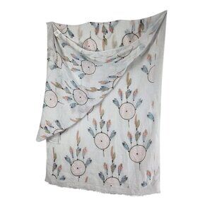 Dream Catcher Scarf American Indian White Pastels 72"x27" by Juleez
